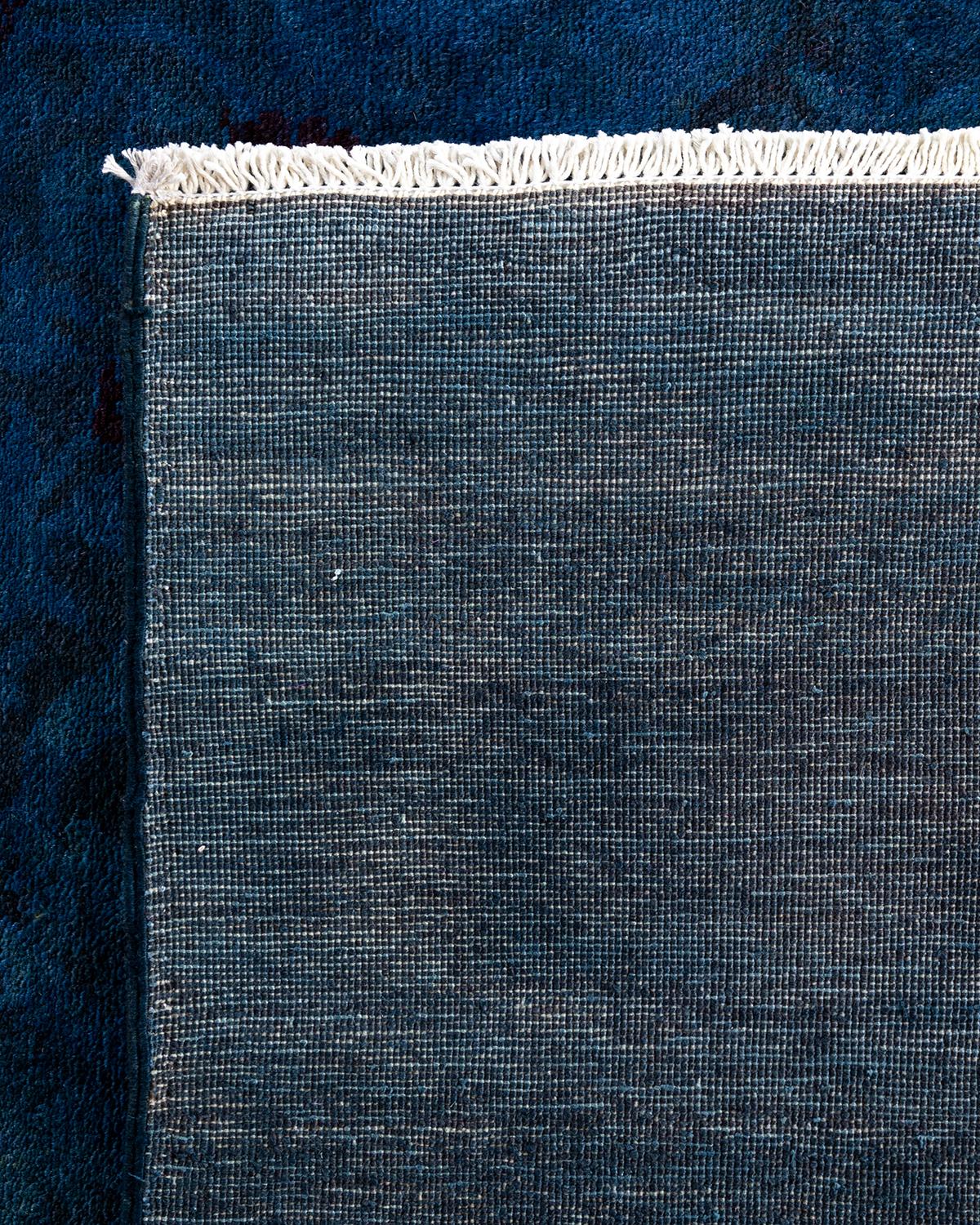 Contemporary Overdyed Hand Knotted Wool Blue Area Rug 9' 0