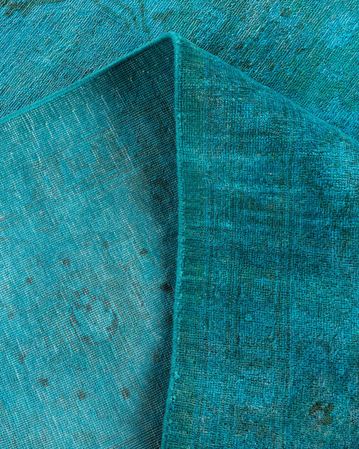 Laine Contemporary Overdyed Hand Knotted Wool Blue Area Rug 9' 1