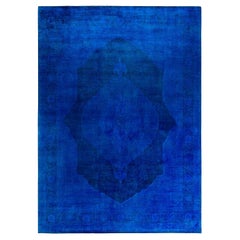 Contemporary Overdyed Hand Knotted Wool Blue Area Rug 9' 1" x 12' 6"