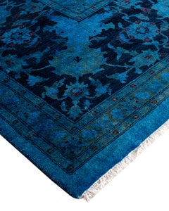 Contemporary Overdyed Hand Knotted Wool Blue Area Rug 9' 2" x 16' 6"