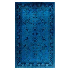 Contemporary Overdyed Hand Knotted Wool Blue Area Rug 9' 2" x 16' 6"