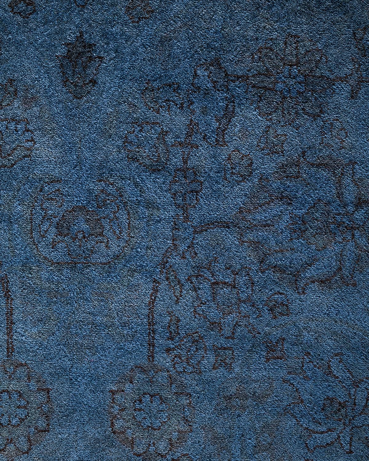 Alfombra de lana teñida a mano contemporánea azul 30 cm x 30 cm Pakistaní en venta