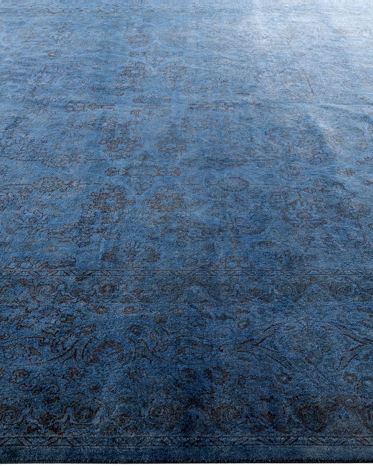 Alfombra de lana teñida a mano contemporánea azul 30 cm x 30 cm en Nuevo estado para la venta en Norwalk, CT
