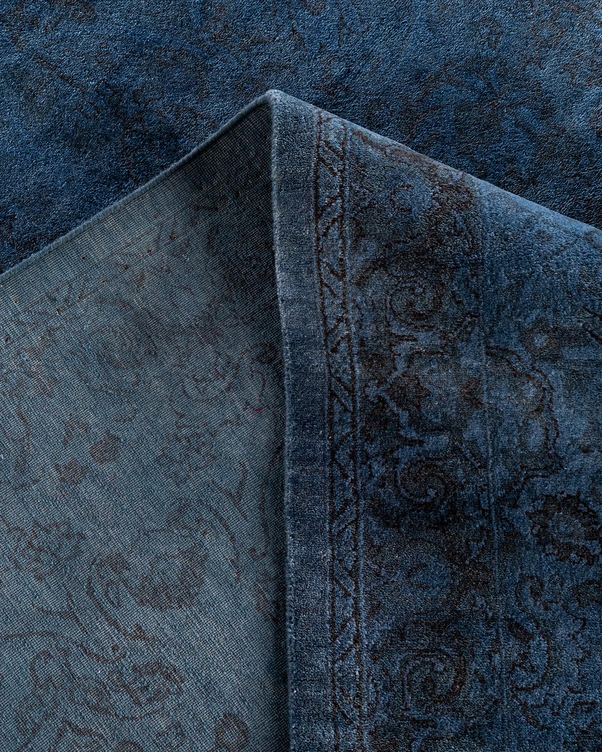 Alfombra de lana teñida a mano contemporánea azul 30 cm x 30 cm Lana en venta