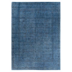 Contemporary Overdyed Hand Knotted Wool Blue Area Rug 9' 4" x 12' 9"