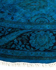 Contemporary Overdyed Hand Knotted Wool Blue Area Rug