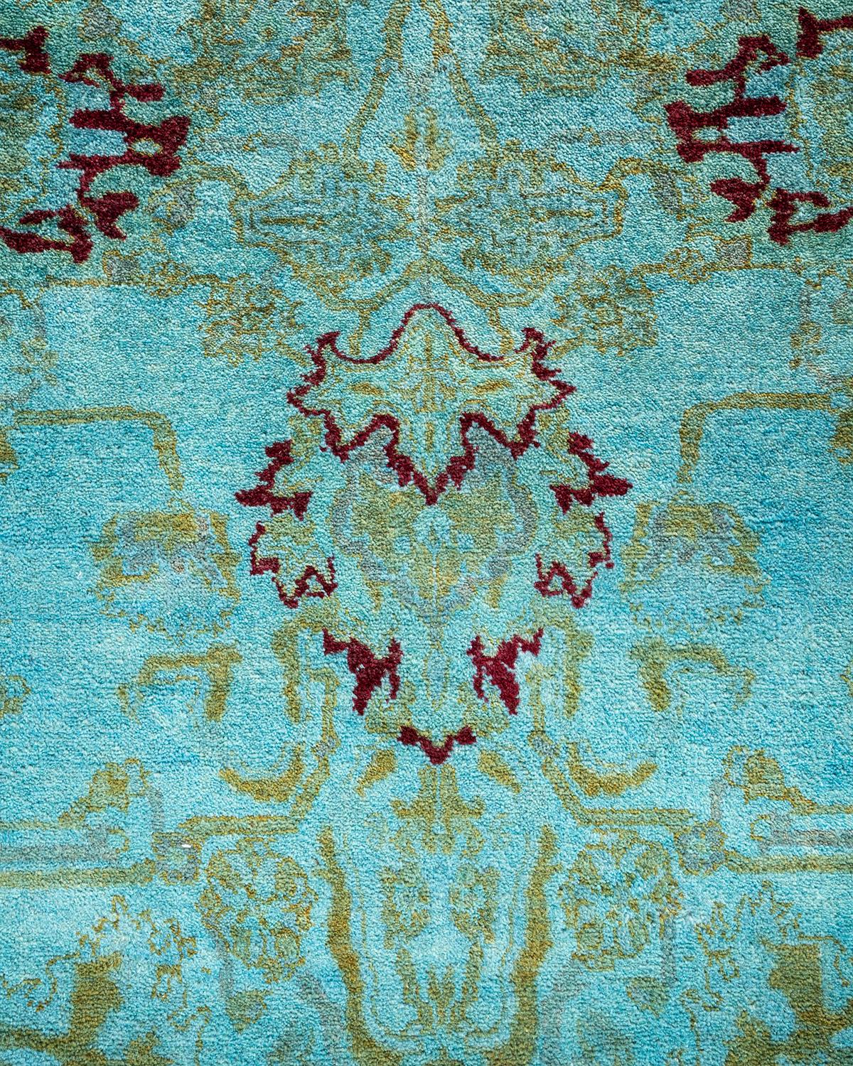 Alfombra de lana teñida a mano contemporánea azul Pakistaní en venta