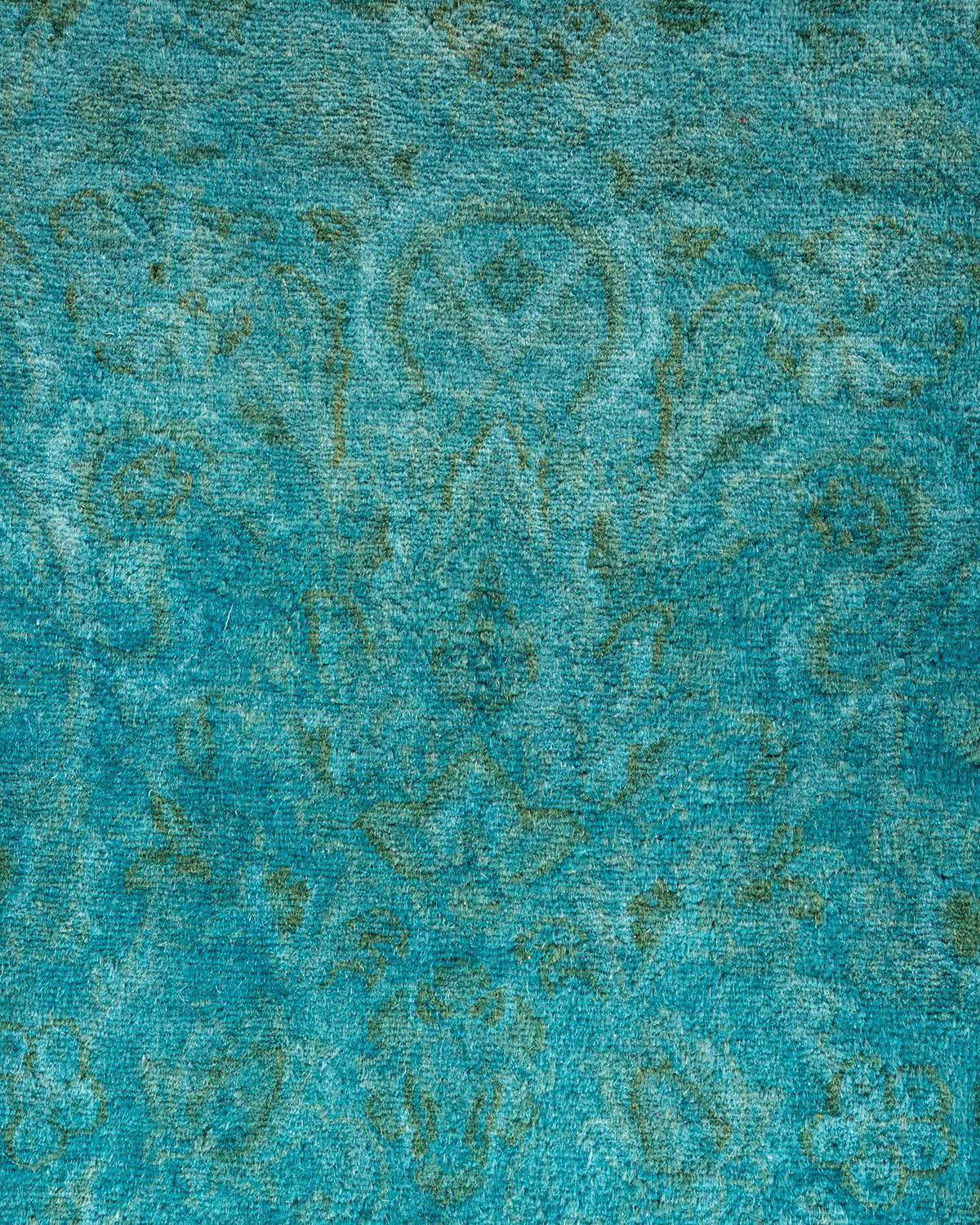 Pakistano Tappeto contemporaneo in lana sovratinta annodata a mano di colore blu in vendita