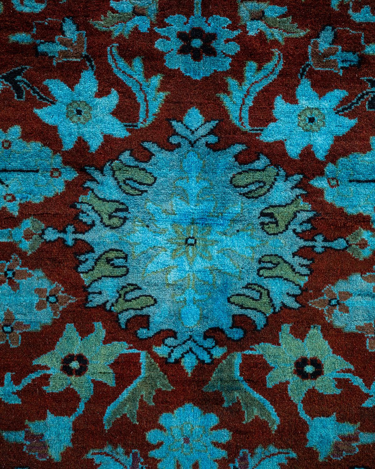 Pakistano Tappeto contemporaneo in lana sovratinta annodata a mano di colore blu in vendita