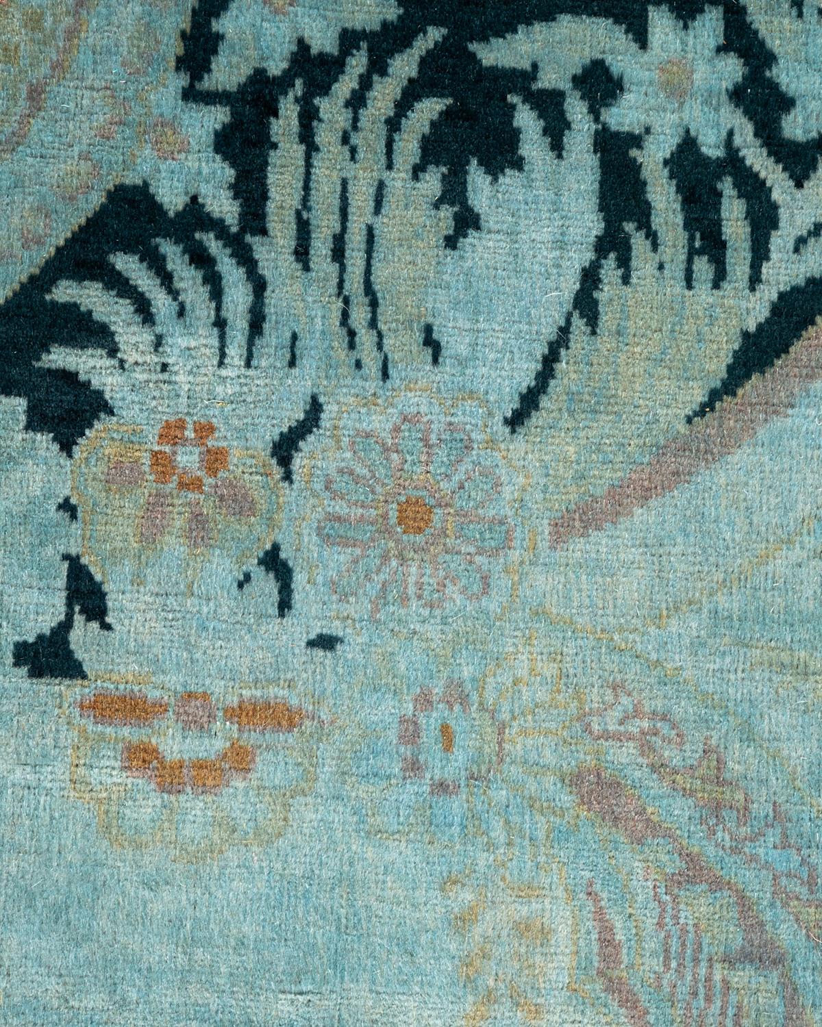 Alfombra de lana teñida a mano contemporánea azul Pakistaní en venta
