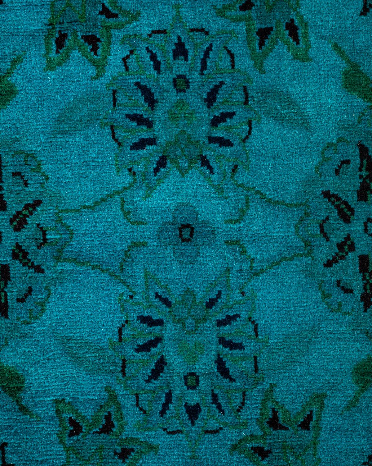 Alfombra de lana teñida a mano contemporánea azul Pakistaní en venta