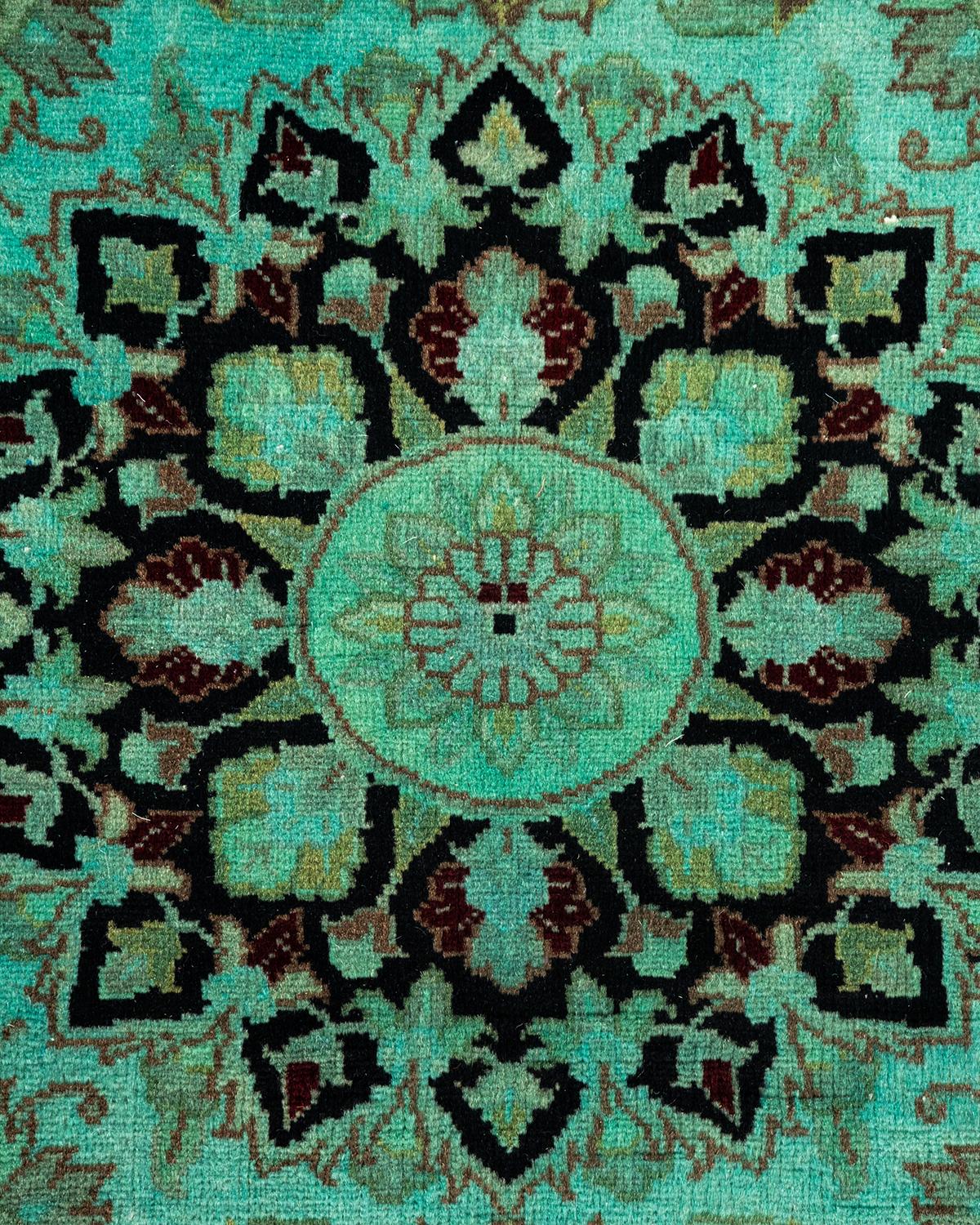 Pakistano Tappeto contemporaneo in lana sovratinta annodata a mano di colore blu in vendita