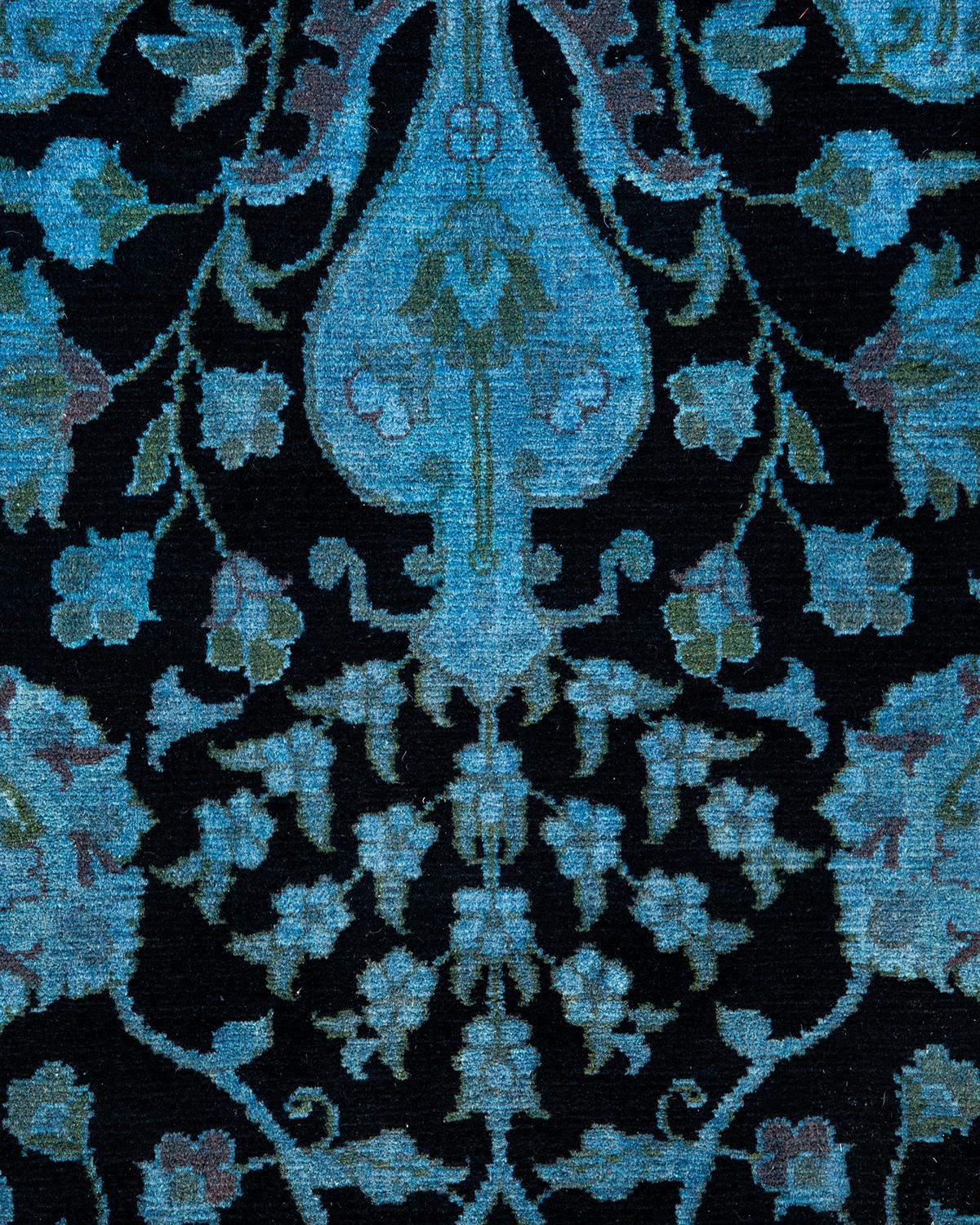 Contemporary Overdyed Hand Knotted Wool Blue Area Rug (Pakistanisch) im Angebot