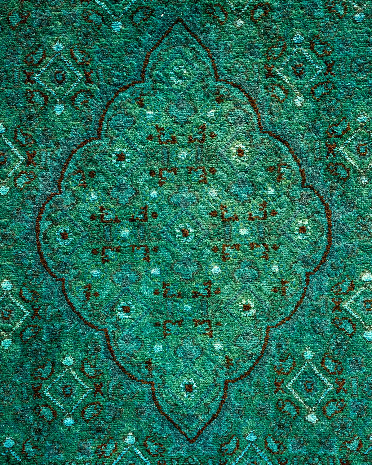 Contemporary Overdyed Hand Knotted Wool Blue Area Rug (Pakistanisch) im Angebot
