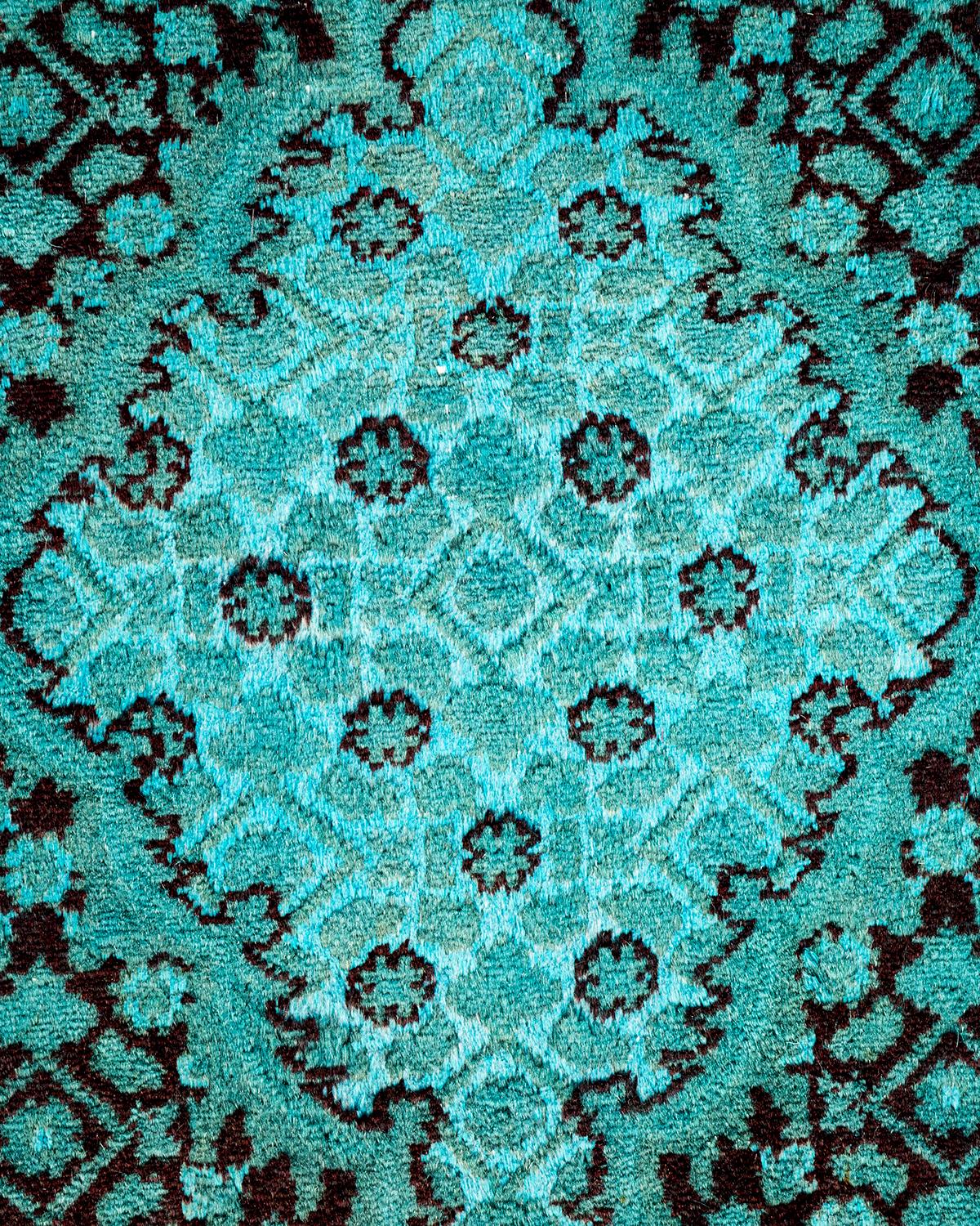 Contemporary Overdyed Hand Knotted Wool Blue Area Rug (Pakistanisch) im Angebot