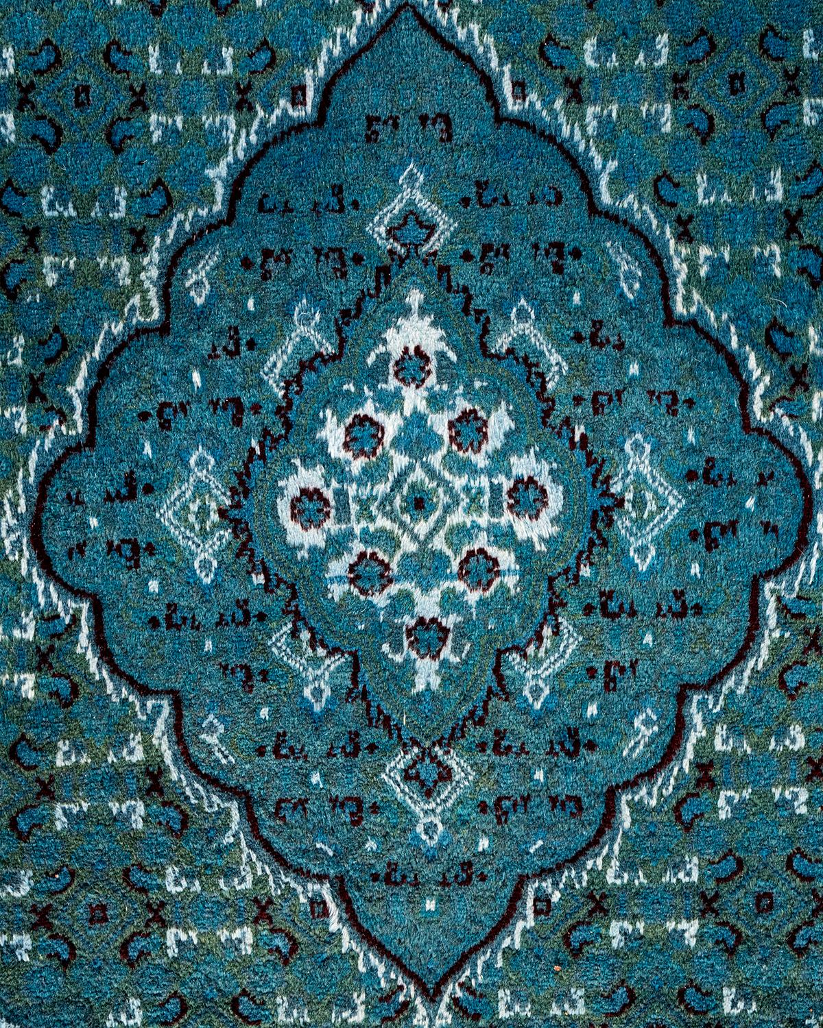 Contemporary Overdyed Hand Knotted Wool Blue Area Rug (Pakistanisch) im Angebot