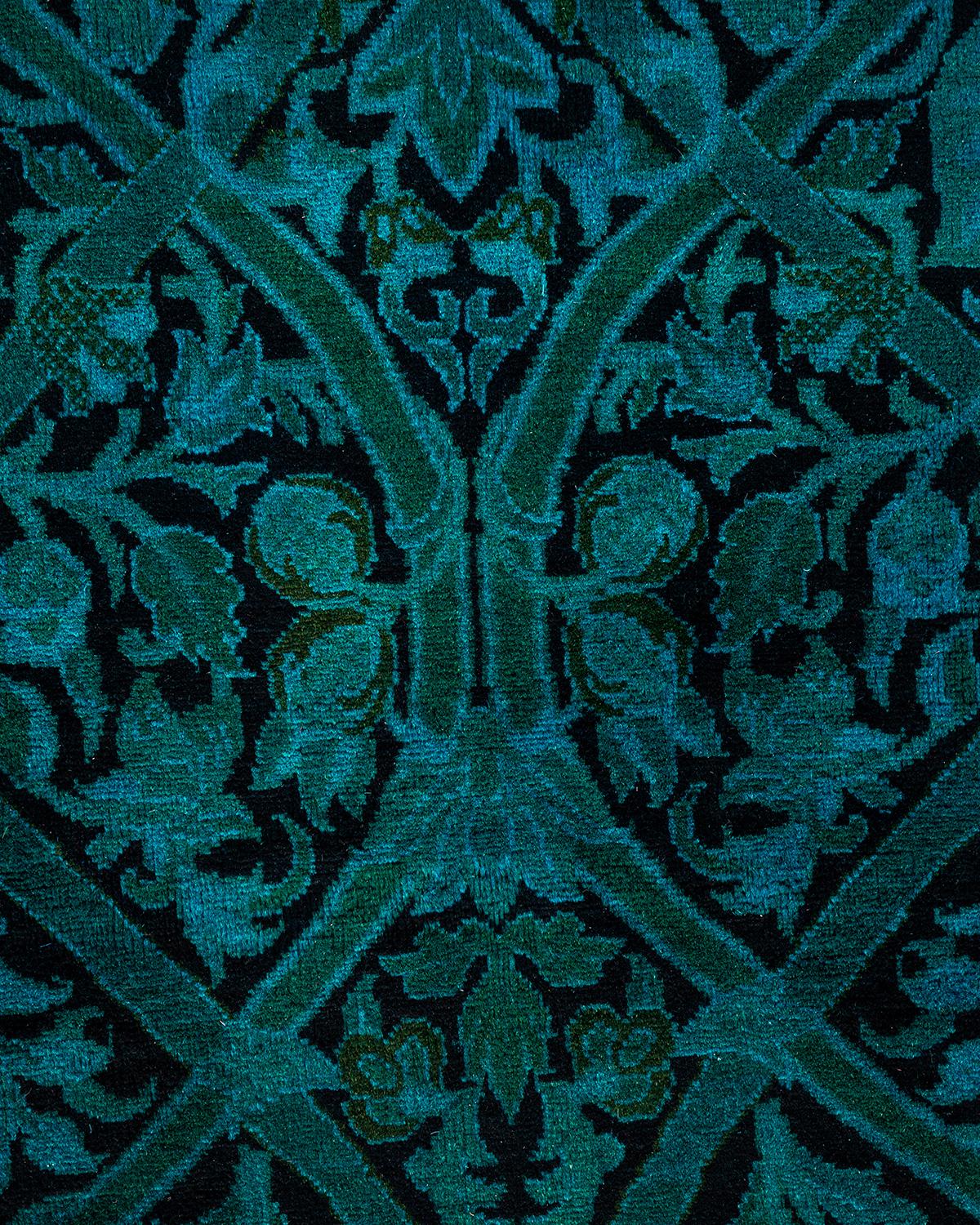 Pakistani Contemporary Overdyed Hand Knotted Wool Blue Area Rug