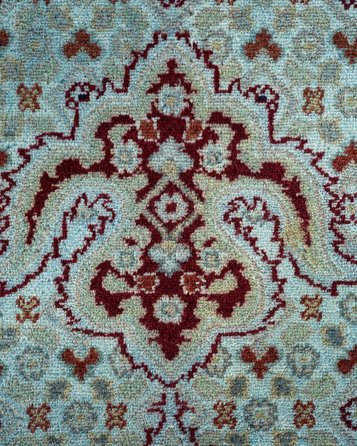 Contemporary Overdyed Hand Knotted Wool Blue Area Rug (Pakistanisch) im Angebot