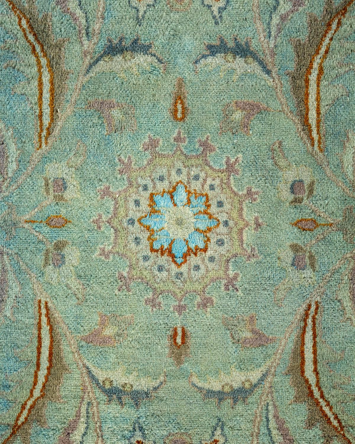 Pakistani Contemporary Overdyed Hand Knotted Wool Blue Area Rug For Sale