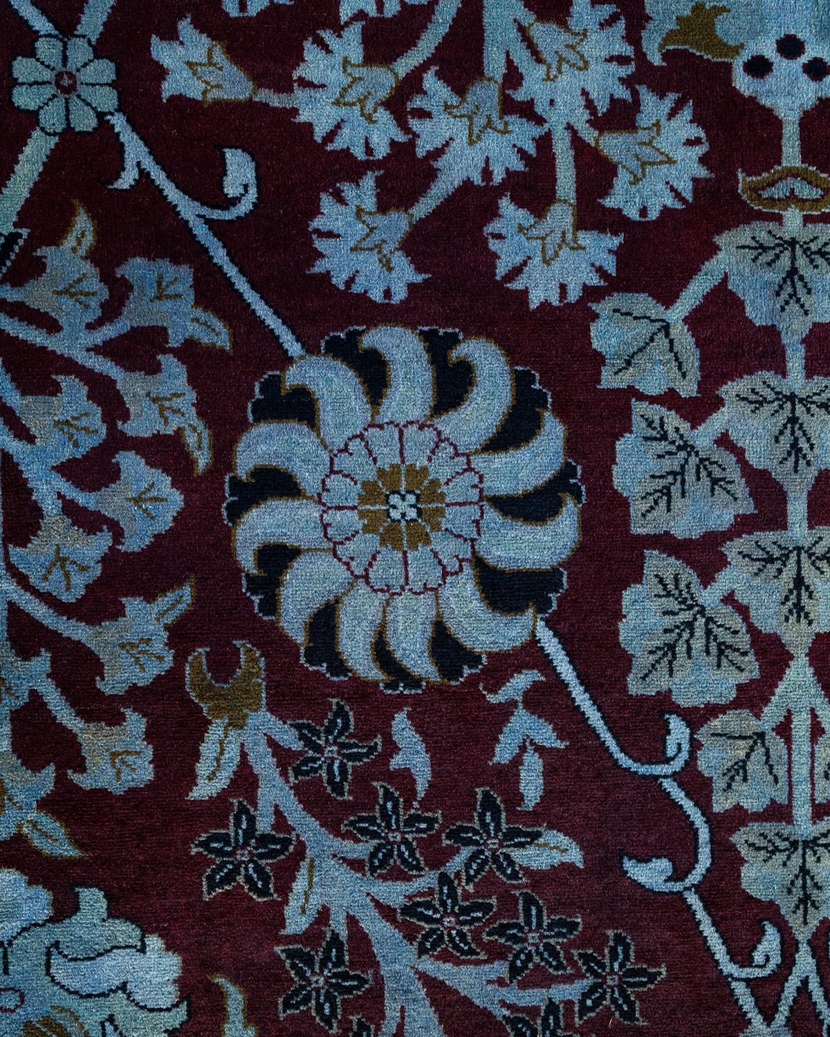 Contemporary Overdyed Hand Knotted Wool Blue Area Rug (Pakistanisch) im Angebot