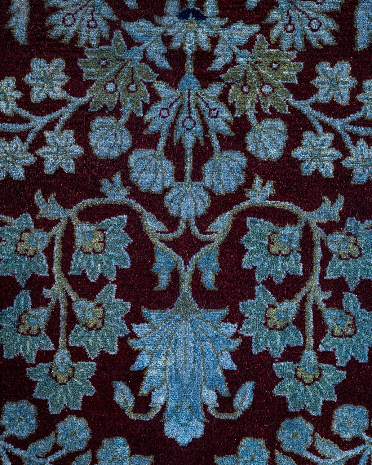 Pakistani Contemporary Overdyed Hand Knotted Wool Blue Area Rug For Sale