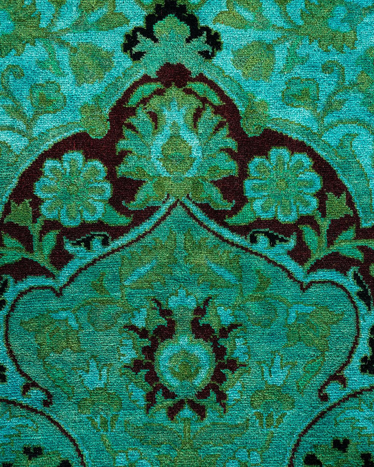 Pakistano Tappeto contemporaneo in lana sovratinta annodata a mano di colore blu in vendita