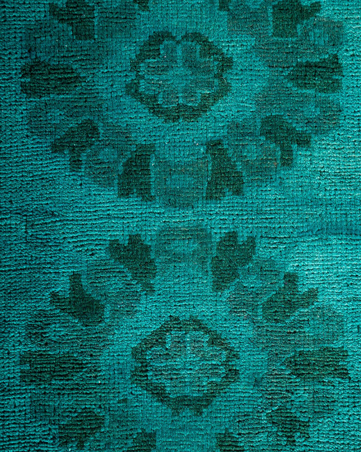 Contemporary Overdyed Hand Knotted Wool Blue Area Rug (Pakistanisch) im Angebot