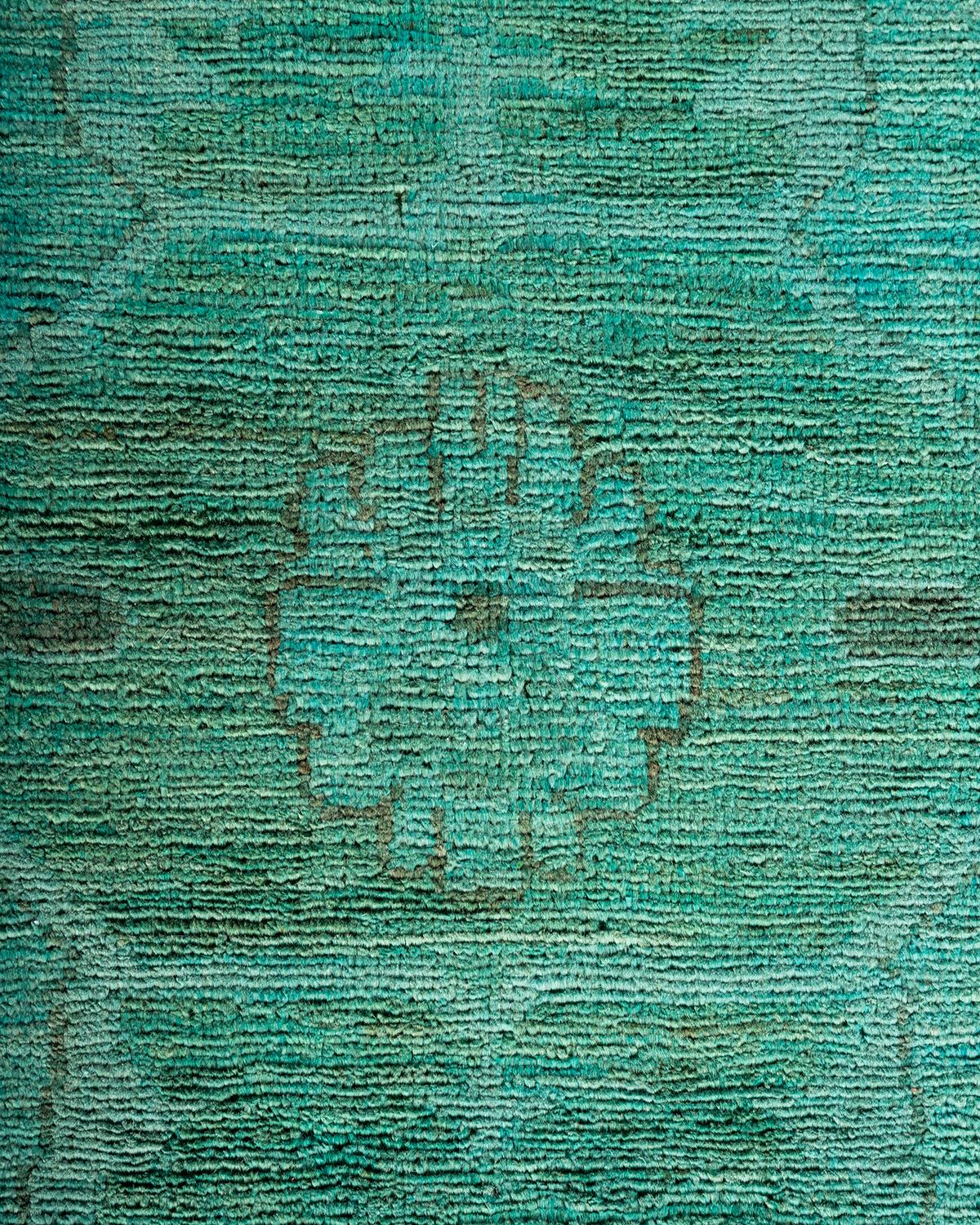 Pakistanais Tapis de sol contemporain en laine surteinte nouée à la main, bleu en vente