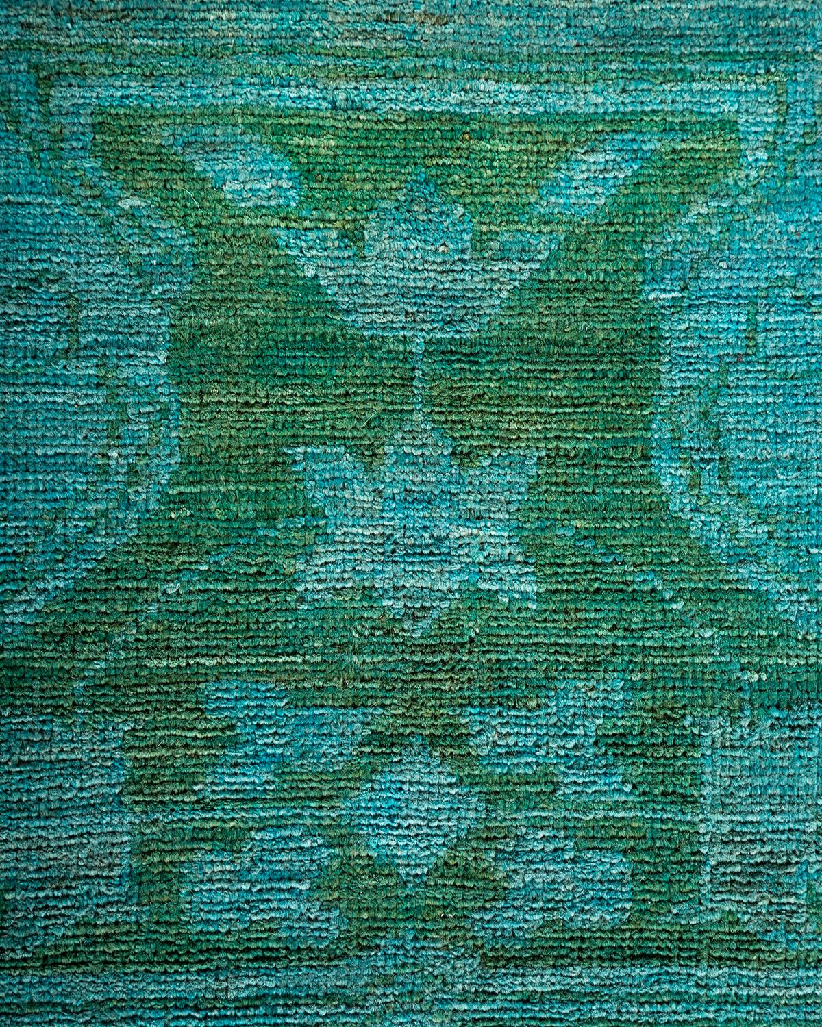 Alfombra de lana teñida a mano contemporánea azul Pakistaní en venta