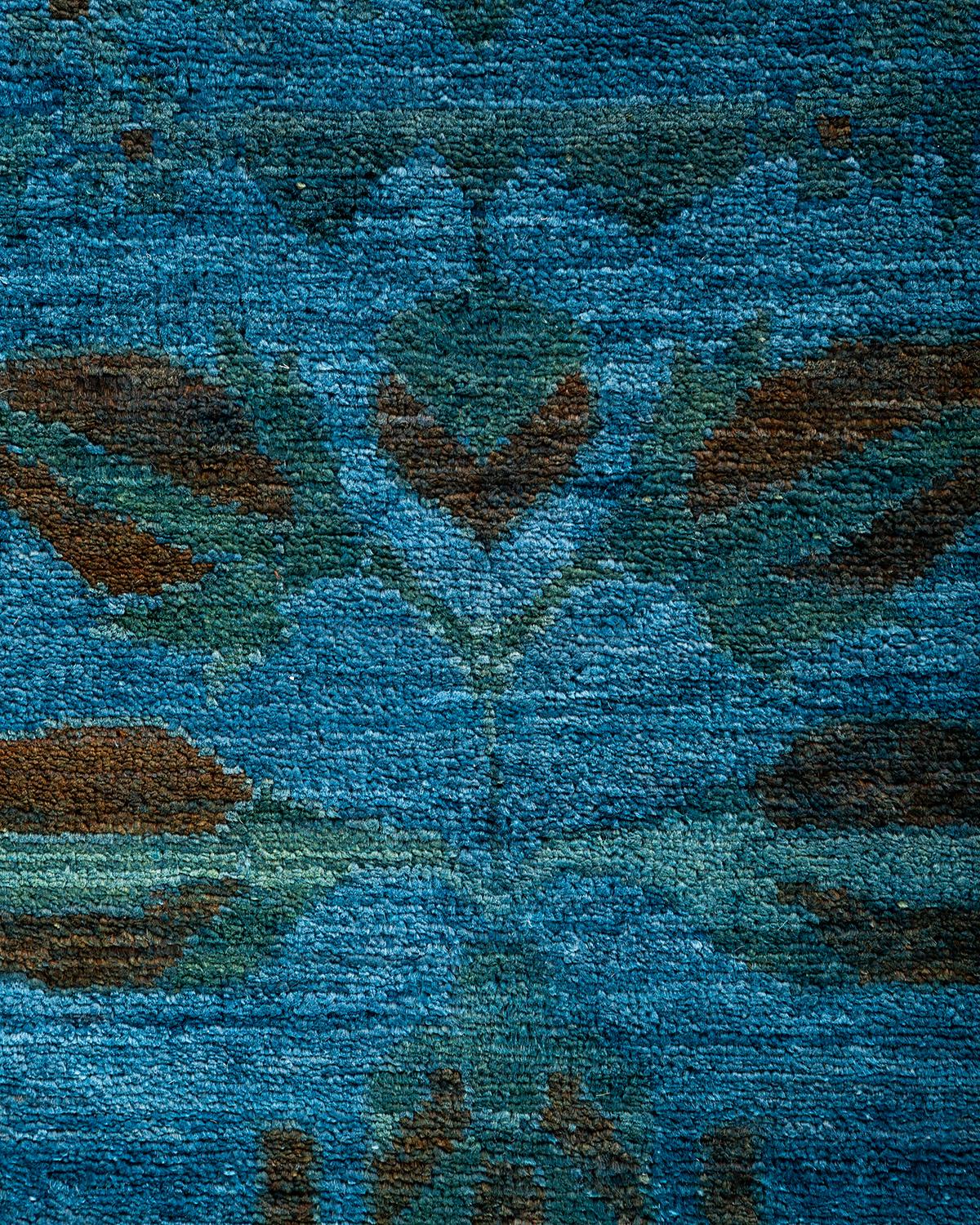 Alfombra de lana teñida a mano contemporánea azul Pakistaní en venta