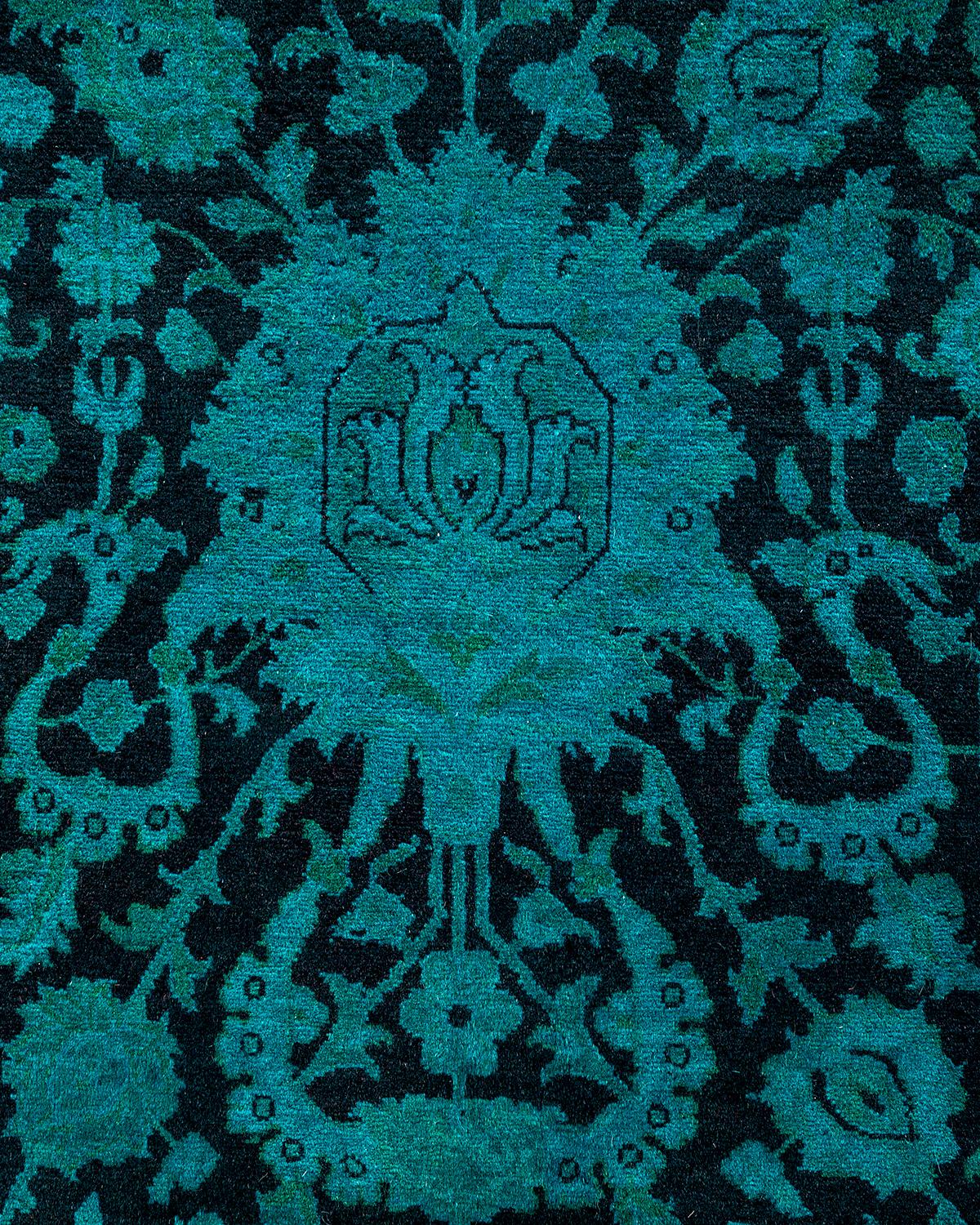 Contemporary Overdyed Hand Knotted Wool Blue Area Rug (Pakistanisch) im Angebot