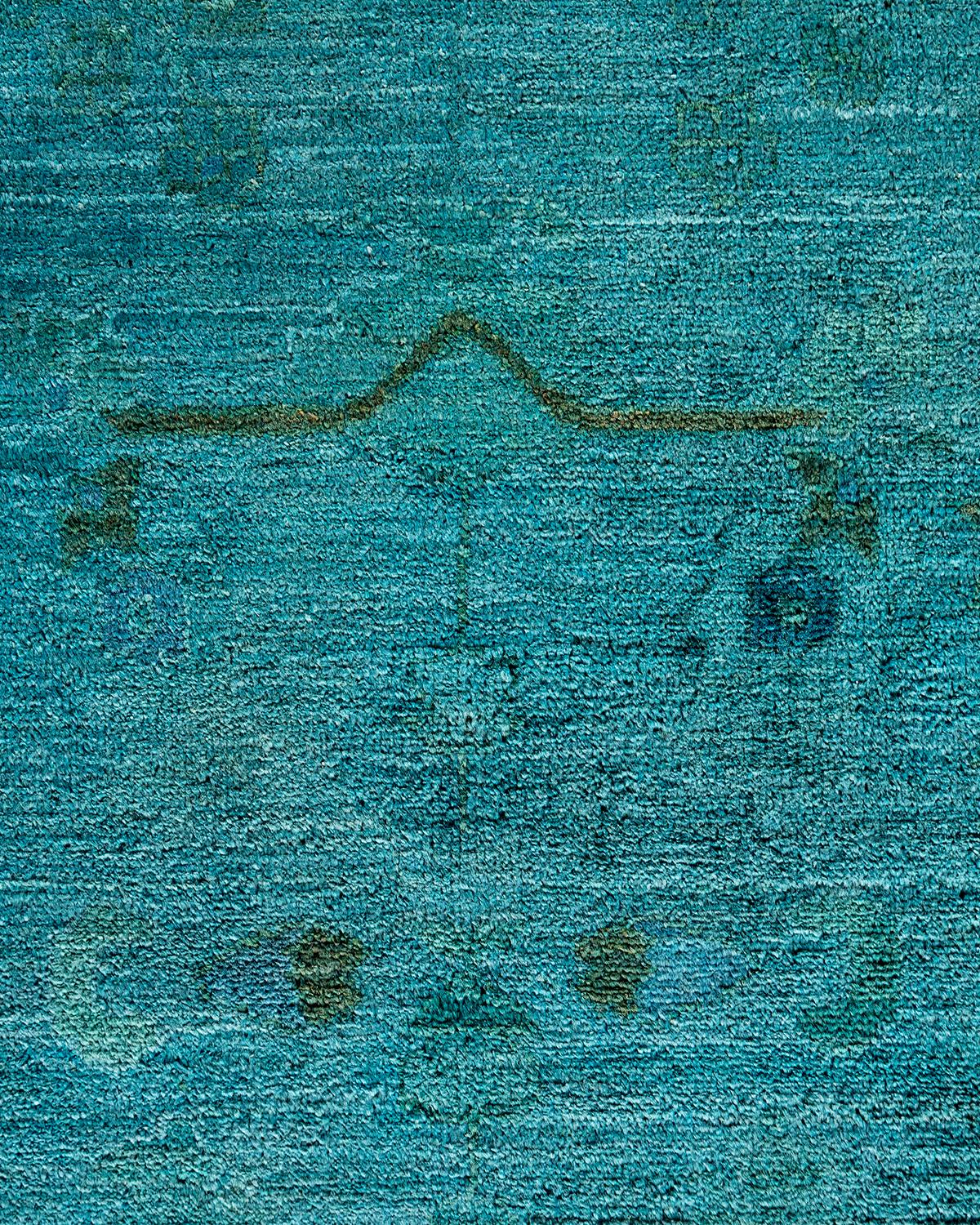 Pakistanais Tapis de sol contemporain en laine surteinte nouée à la main, bleu en vente