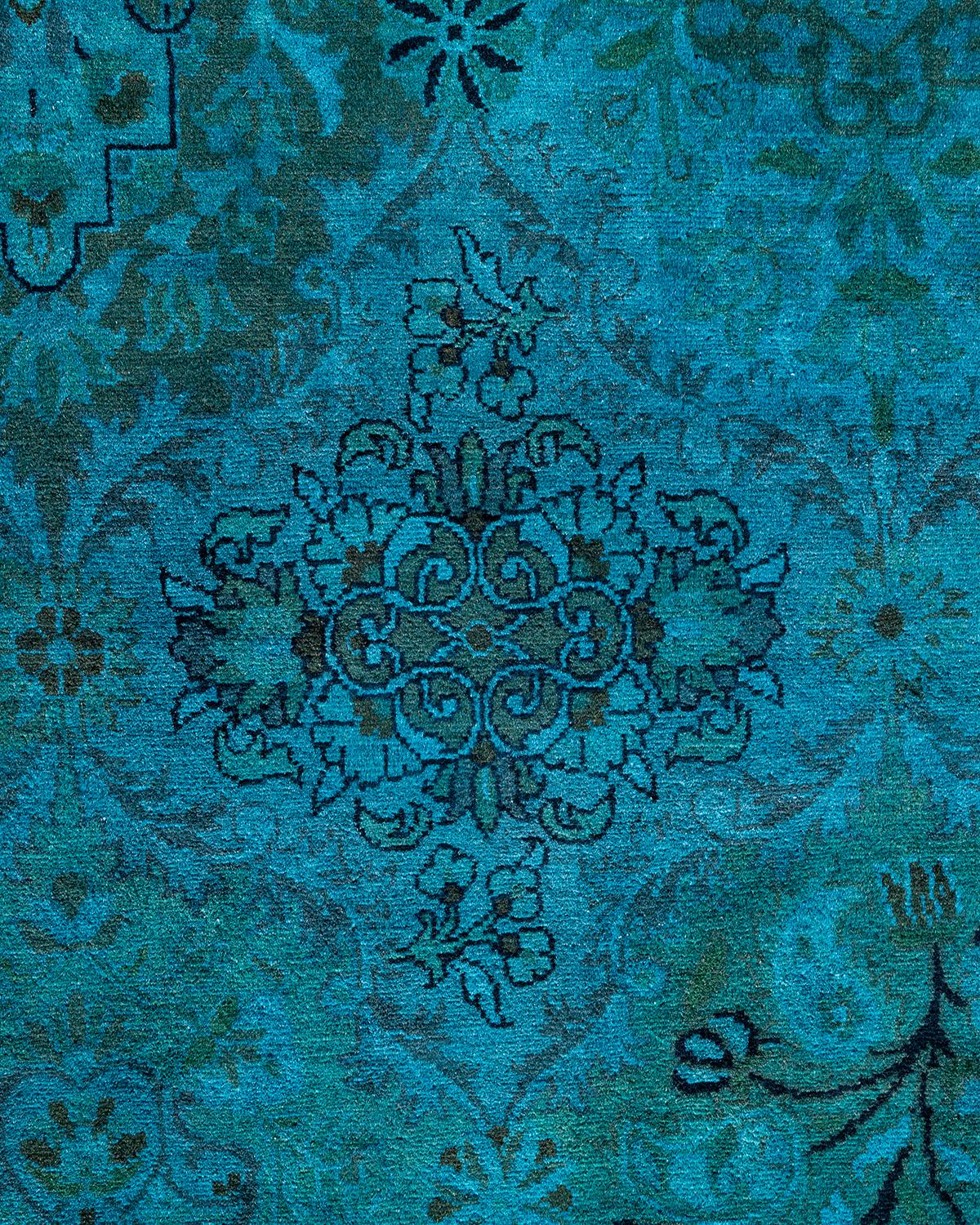 Alfombra de lana teñida a mano contemporánea azul Pakistaní en venta