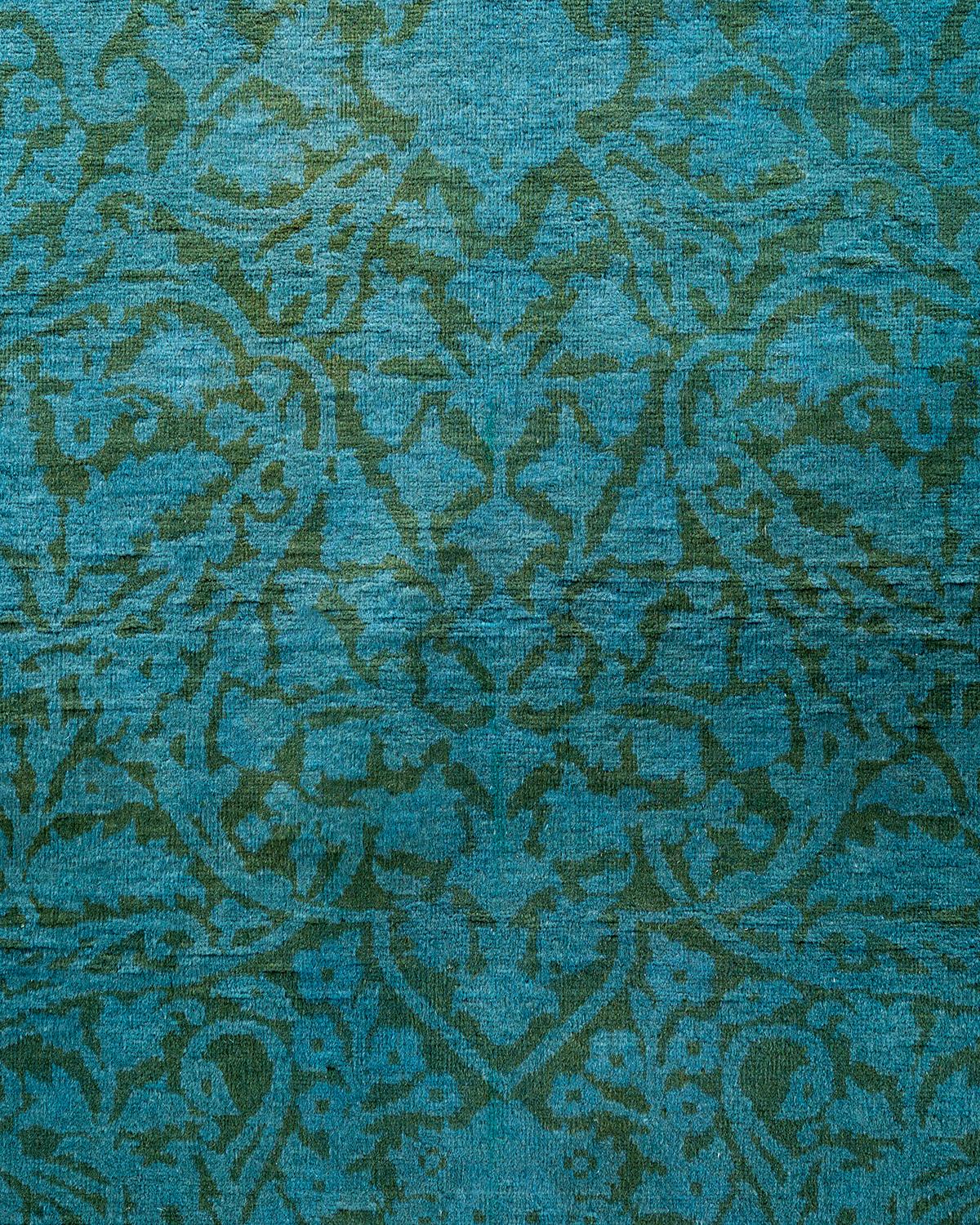 Pakistanais Tapis de sol contemporain en laine surteinte nouée à la main, bleu en vente