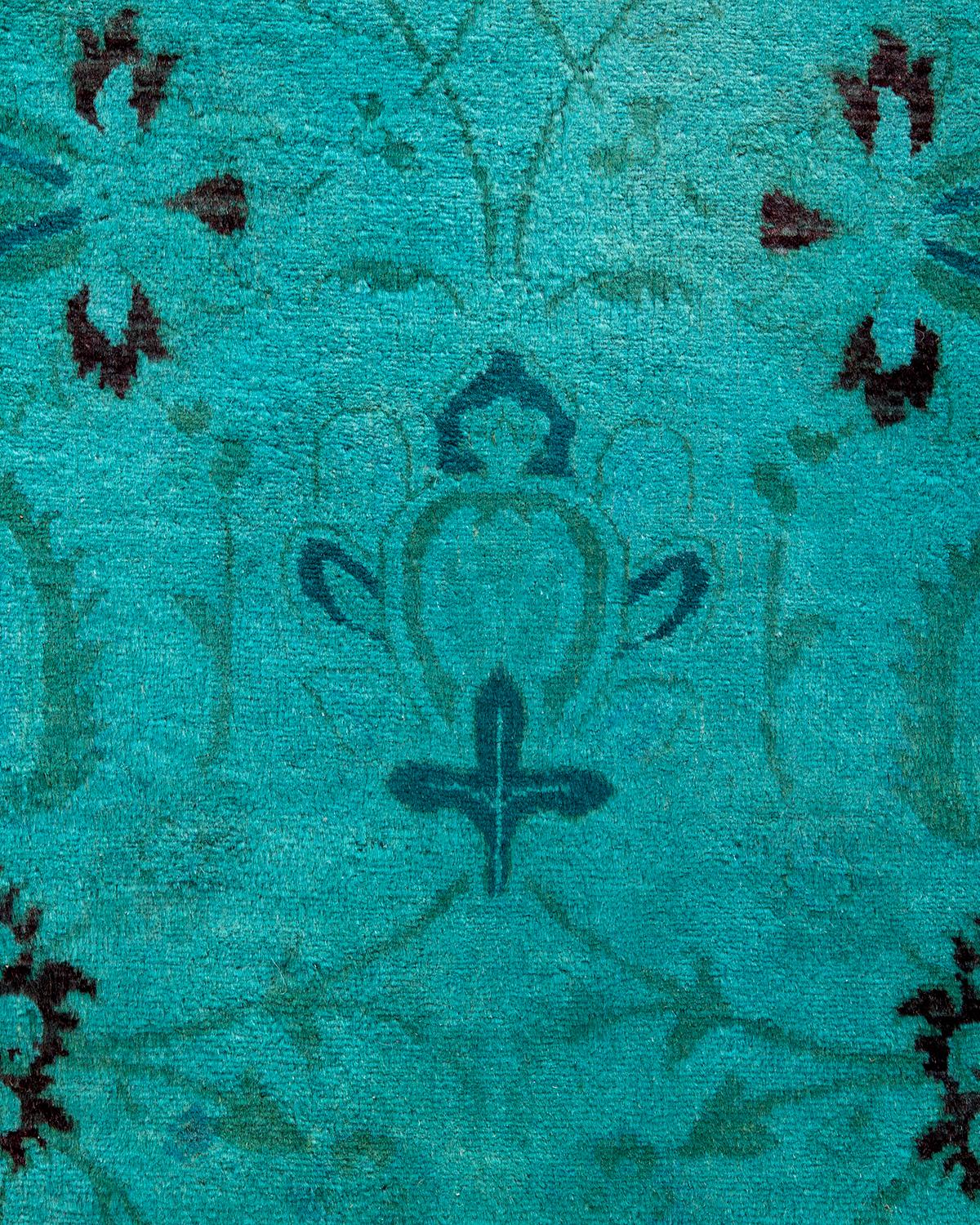 Pakistanais Tapis de sol contemporain en laine surteinte nouée à la main, bleu en vente