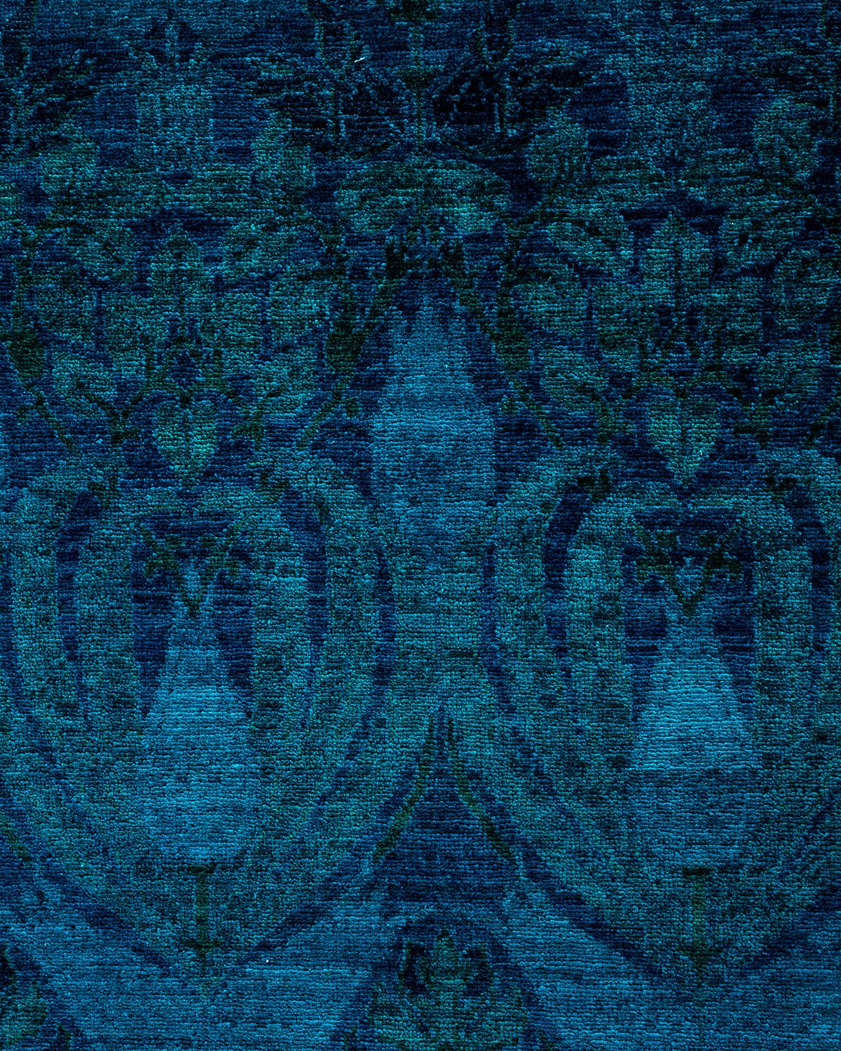 Contemporary Overdyed Hand Knotted Wool Blue Area Rug (Pakistanisch) im Angebot