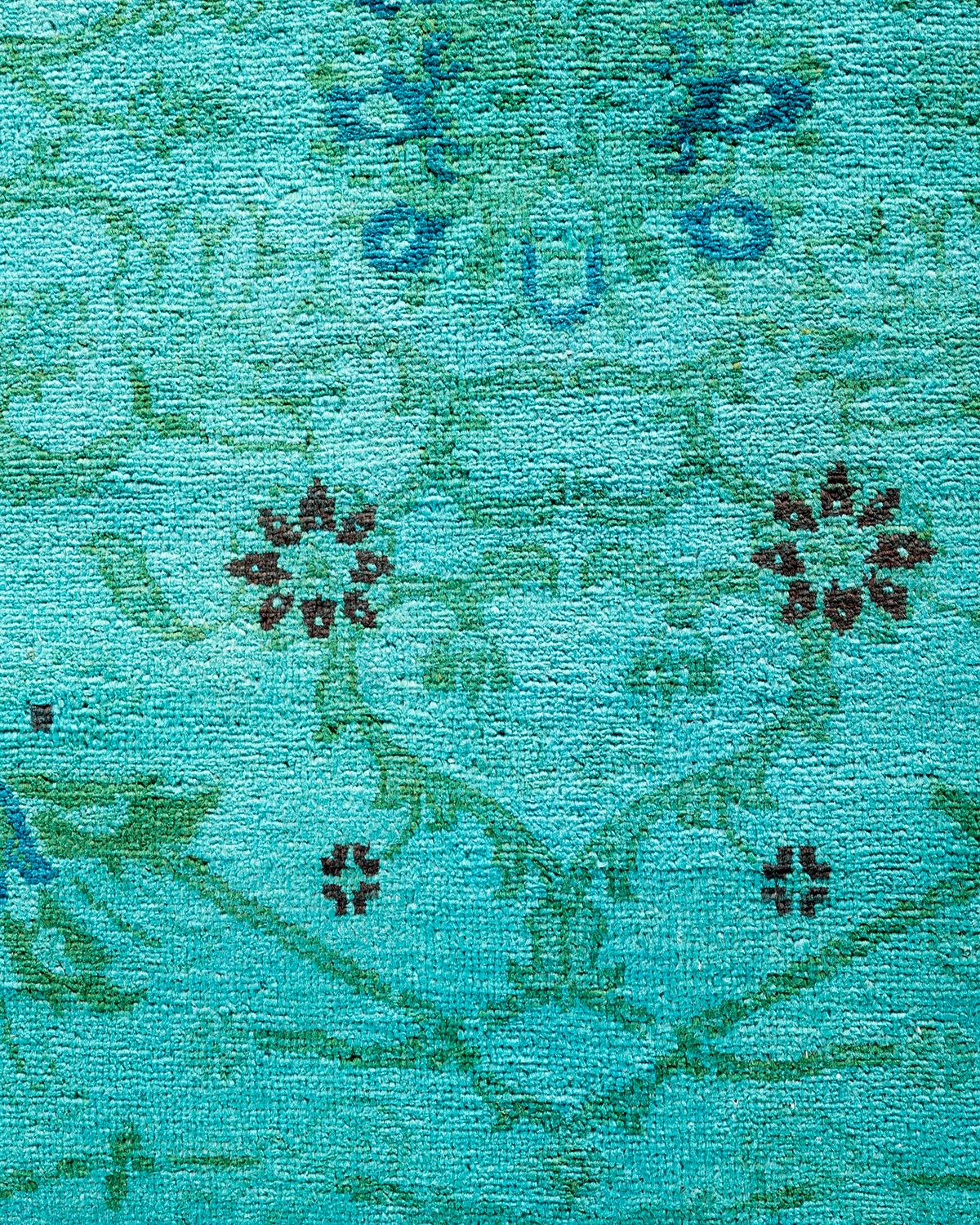 Pakistanais Tapis de sol contemporain en laine surteinte nouée à la main, bleu en vente