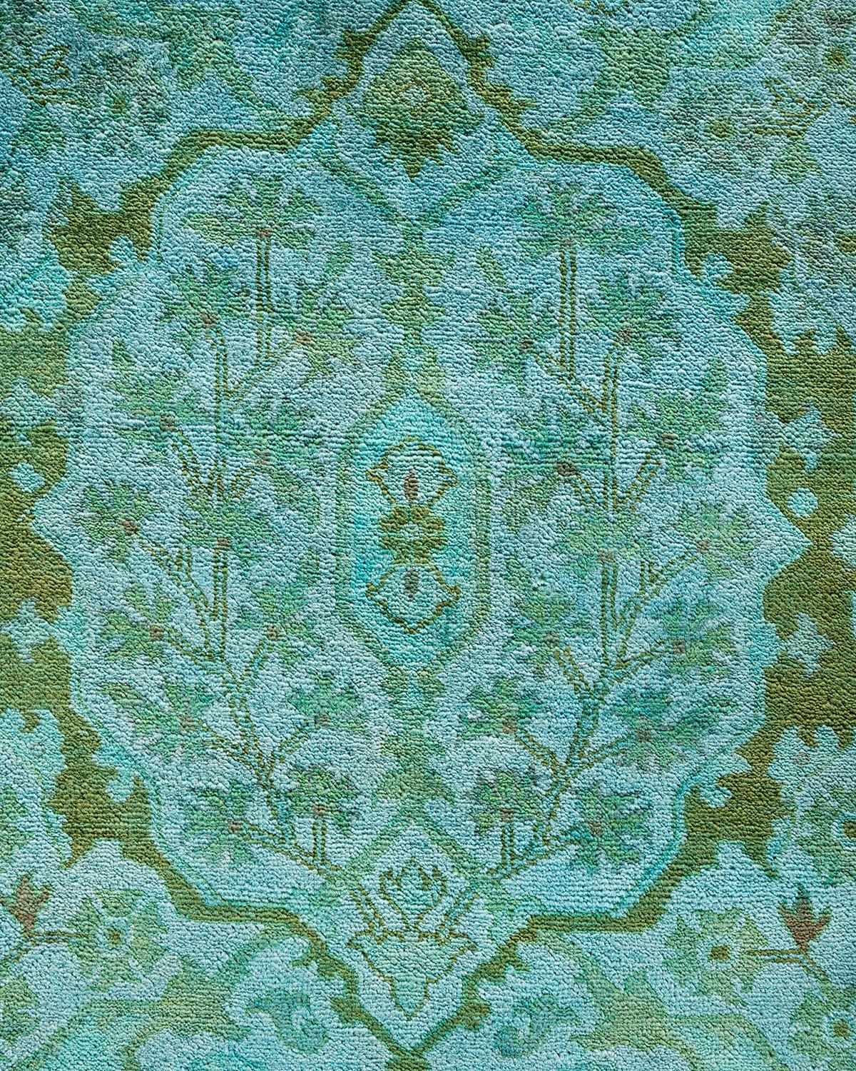 Pakistano Tappeto contemporaneo in lana sovratinta annodata a mano di colore blu in vendita