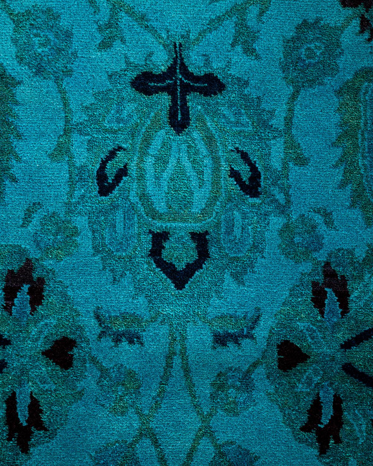 Alfombra de lana teñida a mano contemporánea azul Pakistaní en venta