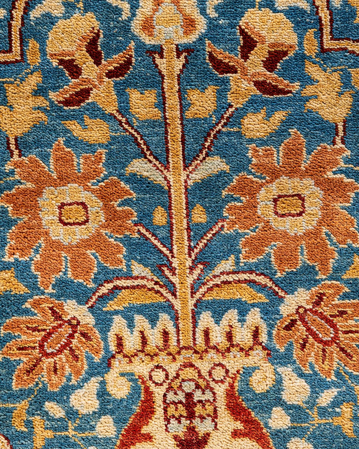 Contemporary Overdyed Hand Knotted Wool Blue Area Rug (Pakistanisch) im Angebot