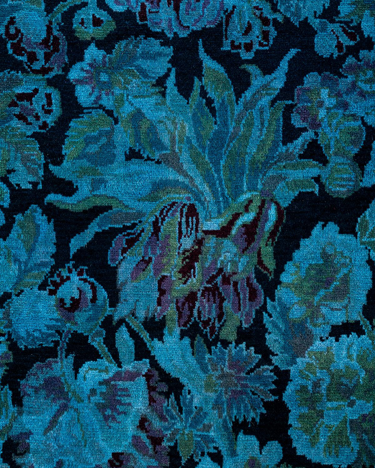 Alfombra de lana teñida a mano contemporánea azul Pakistaní en venta