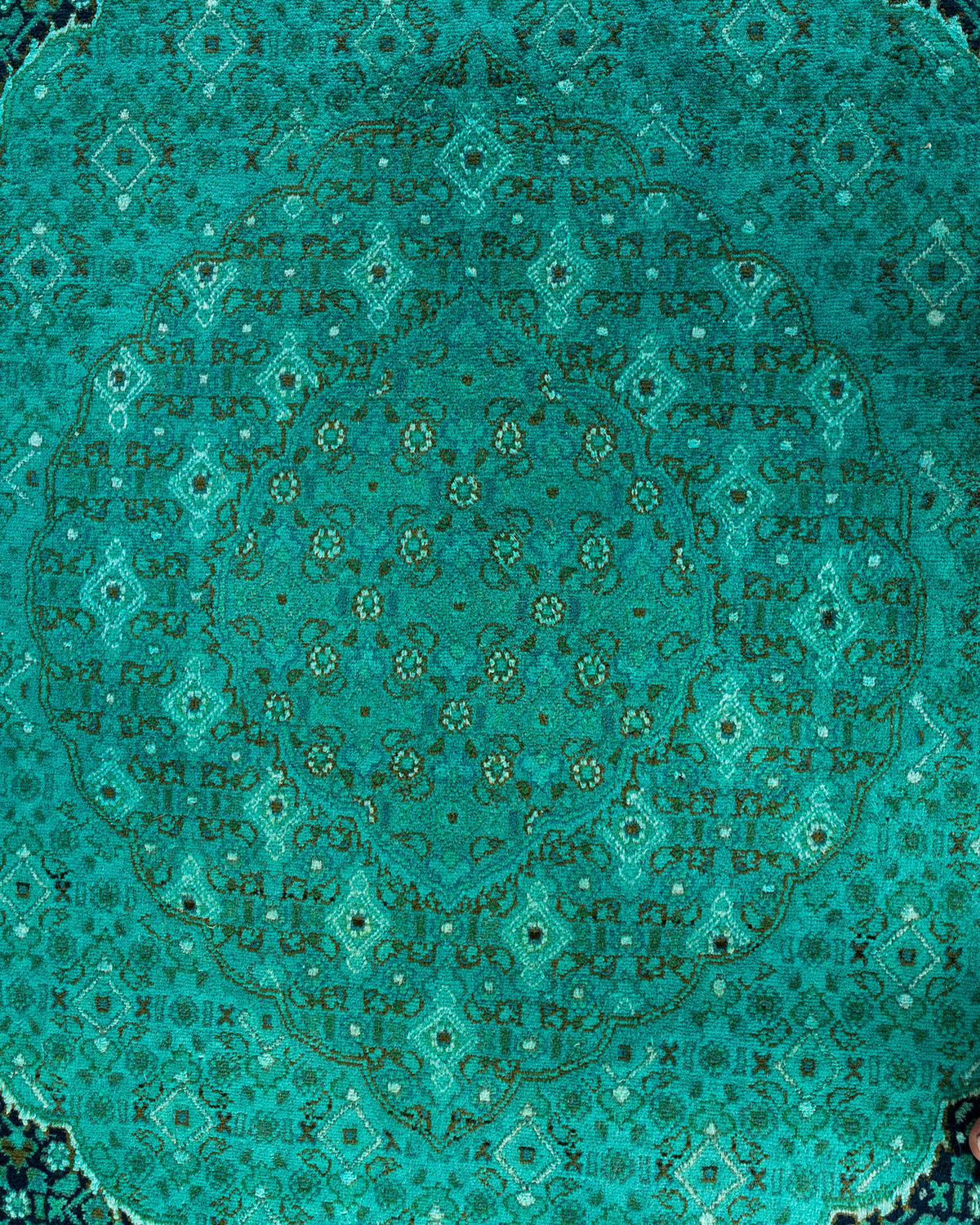 Contemporary Overdyed Hand Knotted Wool Blue Area Rug (Pakistanisch) im Angebot