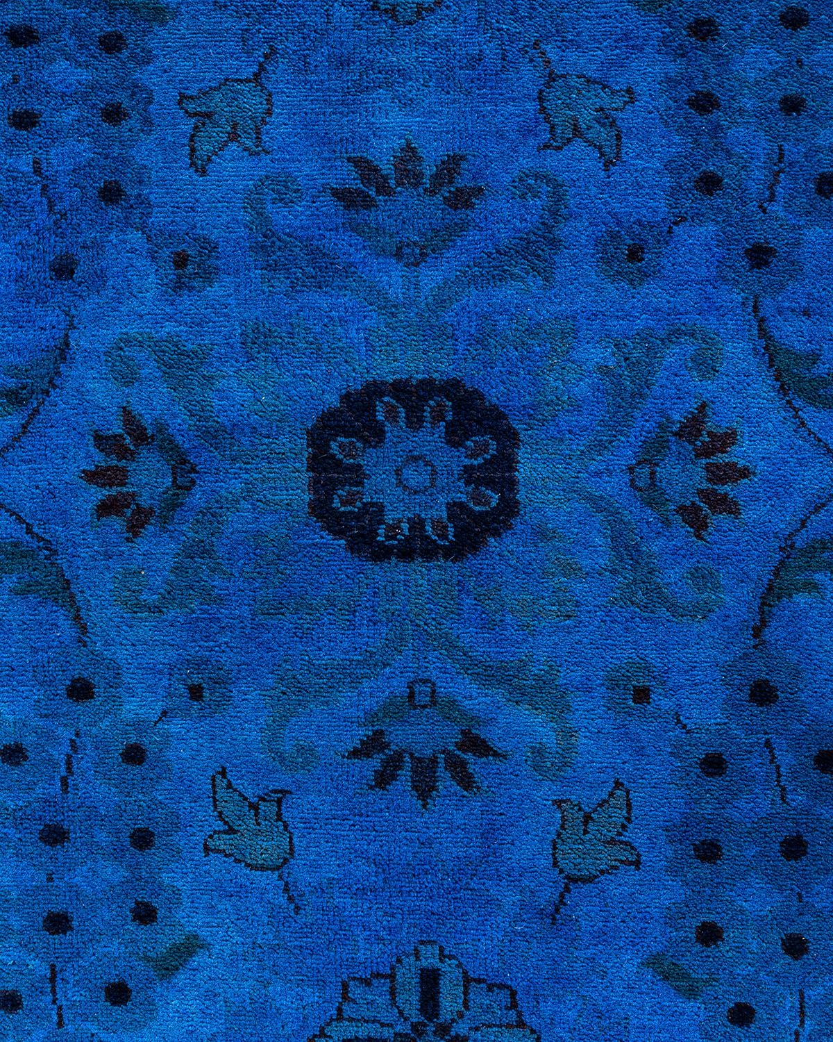 Alfombra de lana teñida a mano contemporánea azul Pakistaní en venta