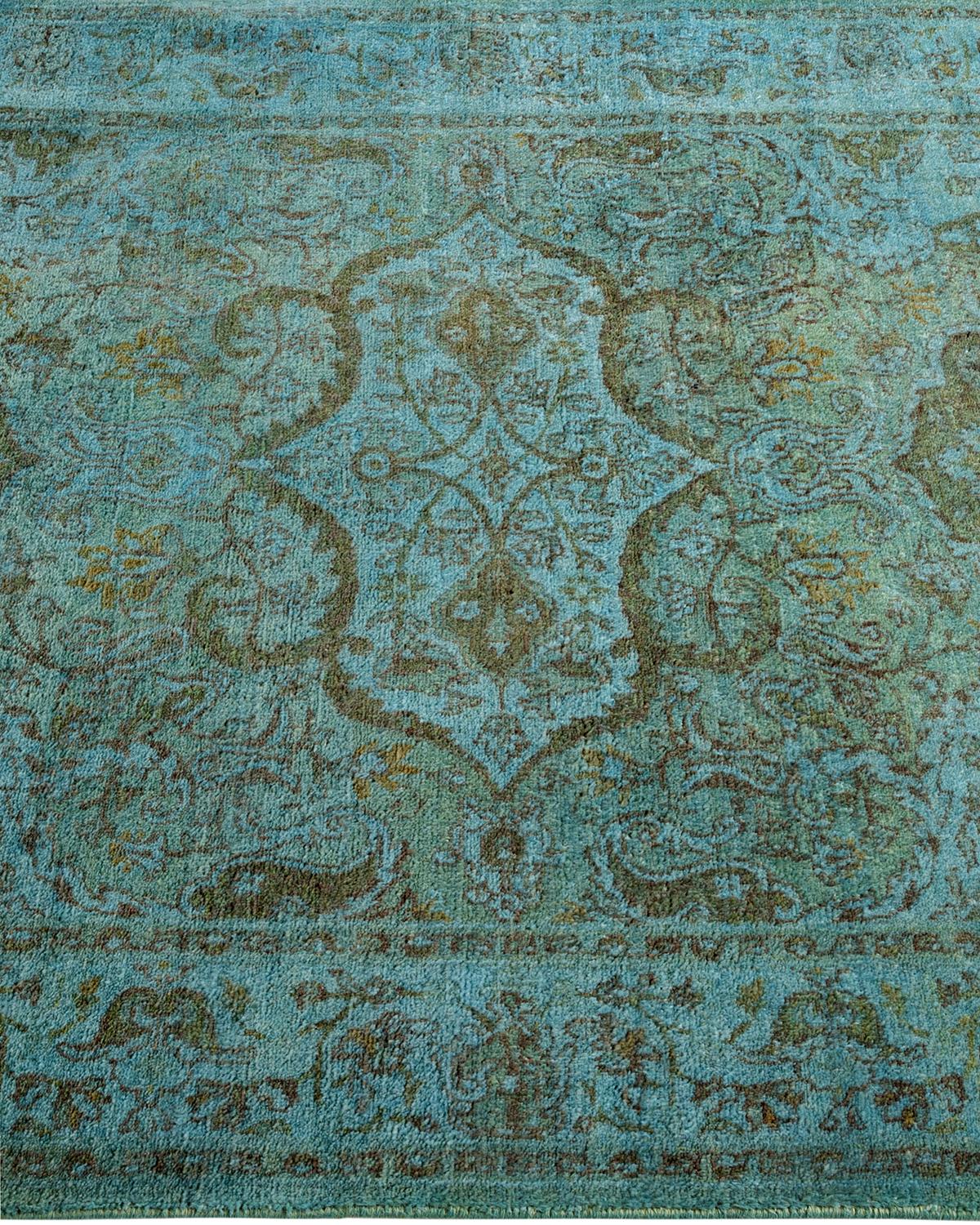 Contemporary Overdyed Hand Knotted Wool Blue Area Rug In New Condition For Sale In Norwalk, CT
