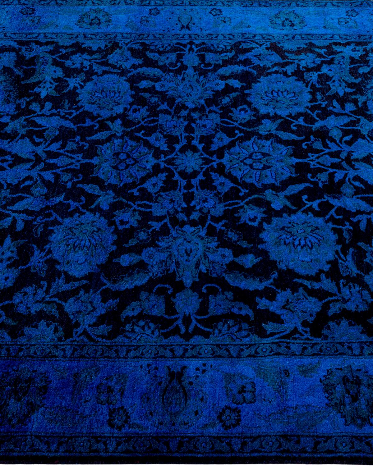 Contemporary Overdyed Hand Knotted Wool Blue Area Rug im Zustand „Neu“ im Angebot in Norwalk, CT