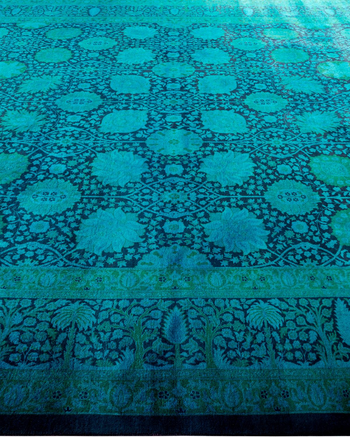 Contemporary Overdyed Hand Knotted Wool Blue Area Rug im Zustand „Neu“ im Angebot in Norwalk, CT