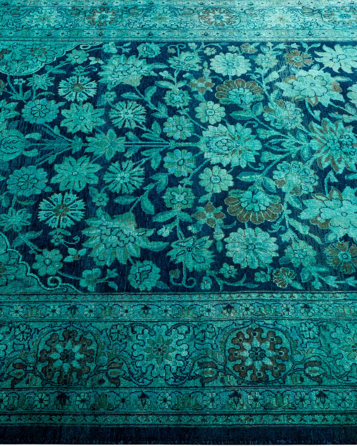 Contemporary Overdyed Hand Knotted Wool Blue Area Rug In New Condition For Sale In Norwalk, CT