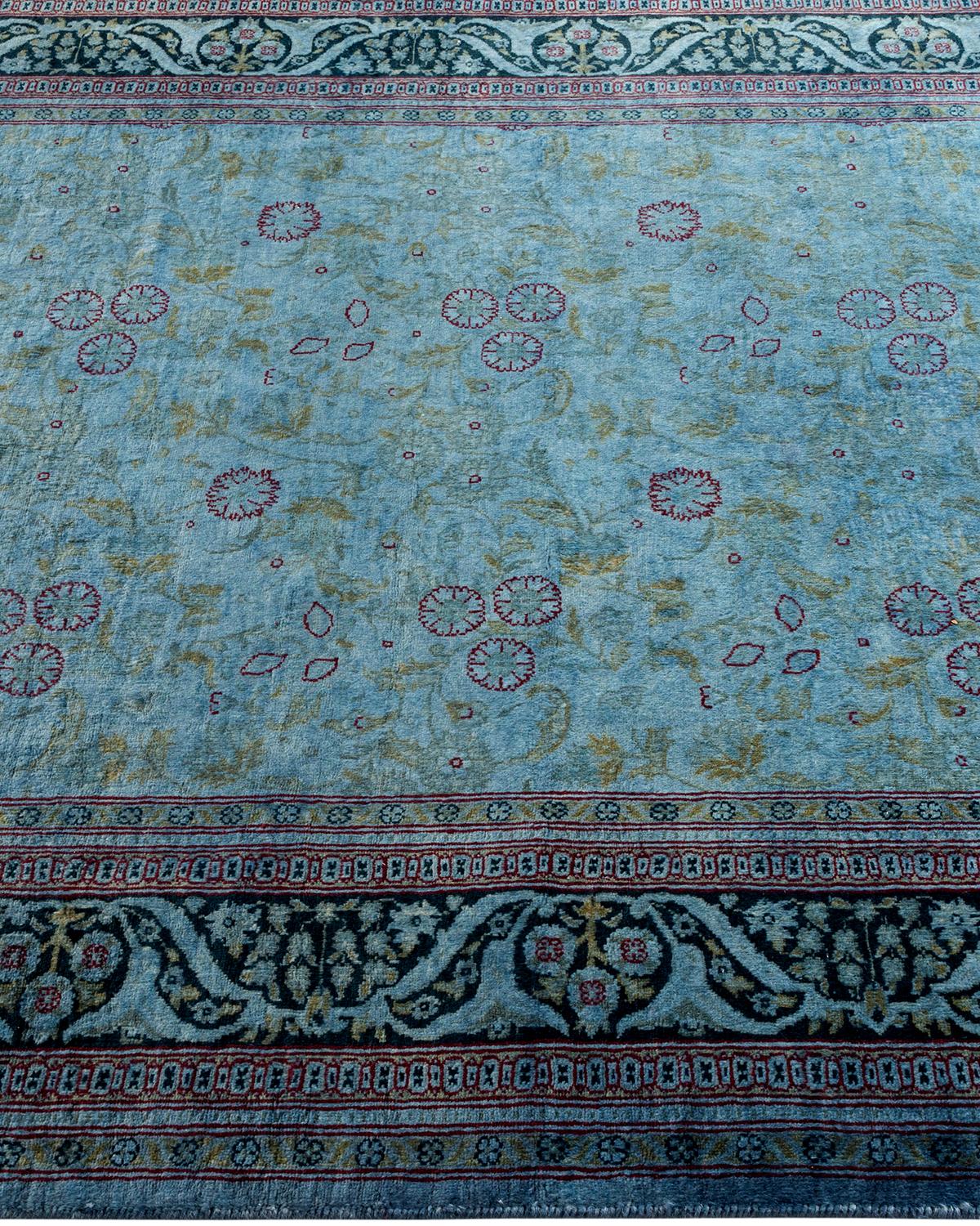 Contemporary Overdyed Hand Knotted Wool Blue Area Rug In New Condition For Sale In Norwalk, CT