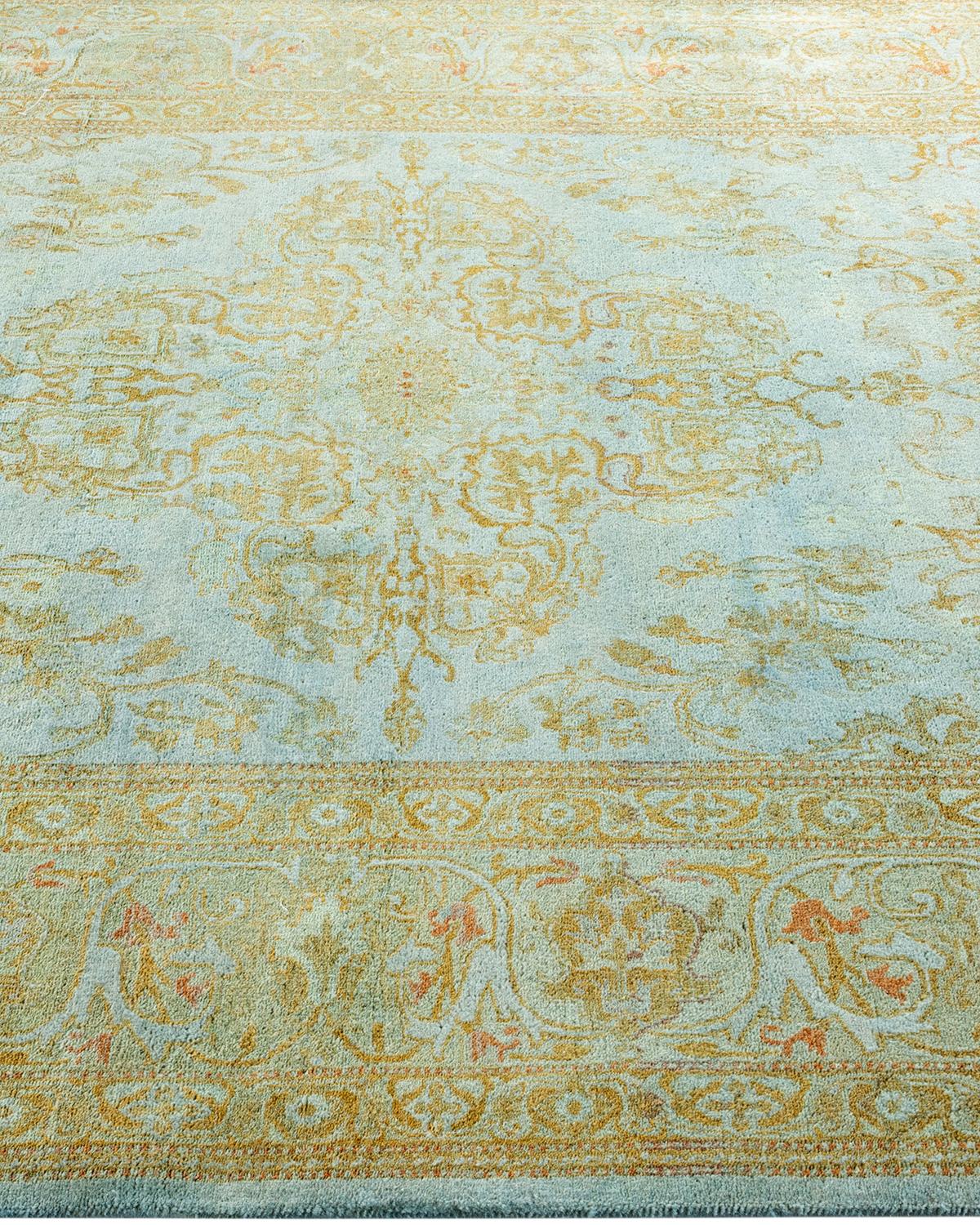Tappeto contemporaneo in lana sovratinta annodata a mano di colore blu In condizioni Nuovo in vendita a Norwalk, CT