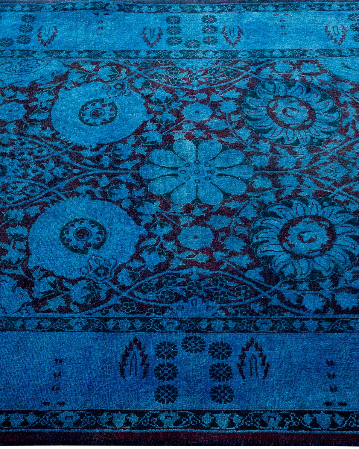 Contemporary Overdyed Hand Knotted Wool Blue Area Rug im Zustand „Neu“ im Angebot in Norwalk, CT